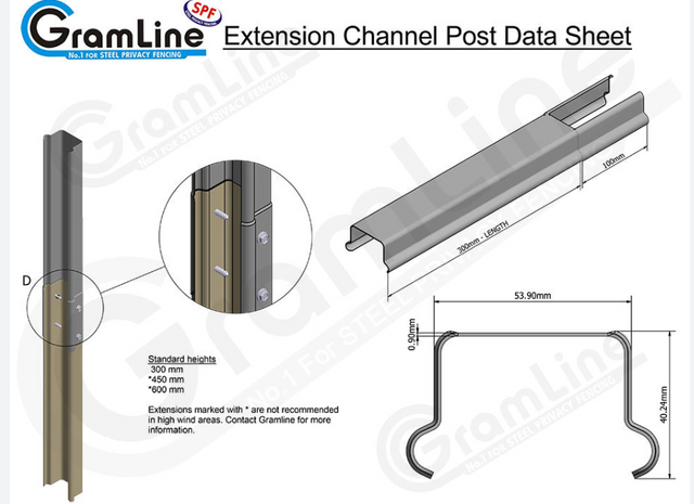 Extension Post Slim 600H
